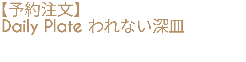 【予約注文】【NEW】Daily Plate われない深皿